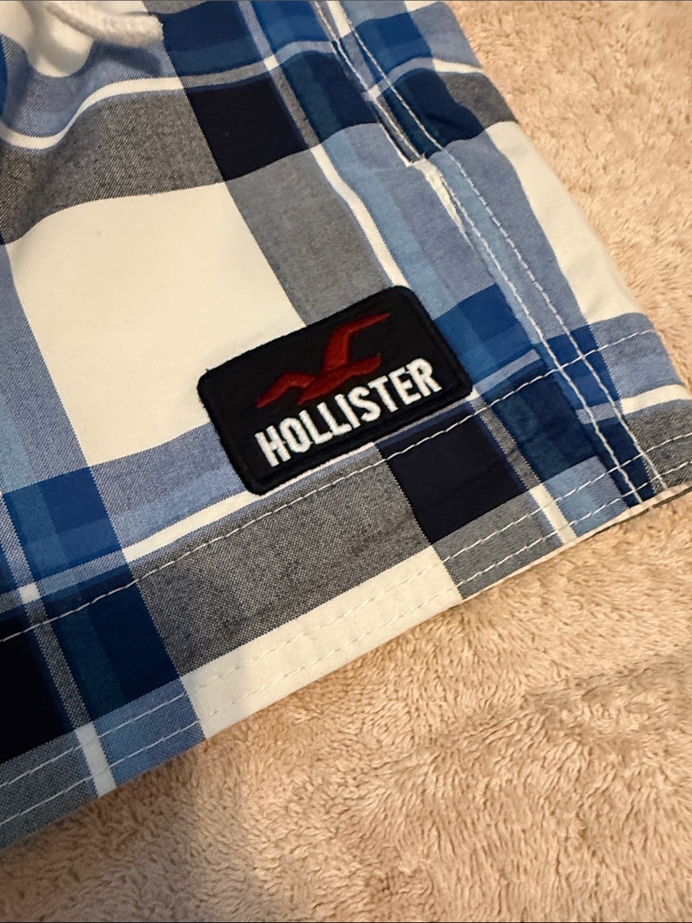 Hollister Blue and White Plaid Swim Shorts - Picture 2 of 4